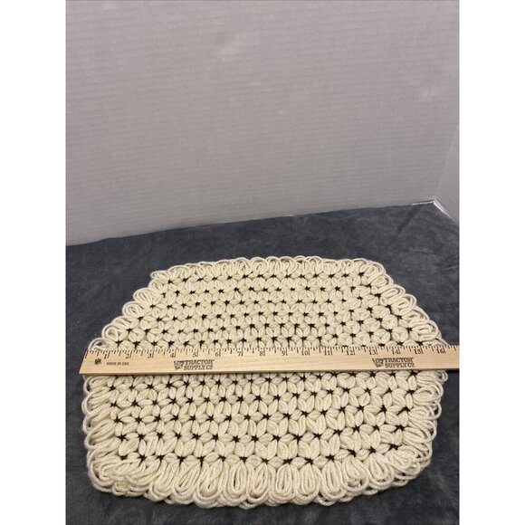 Handmade Crochet Oval Placemats Cottage Chic Shabby VTG Kitchen Linen Doilies - Picture 11 of 12